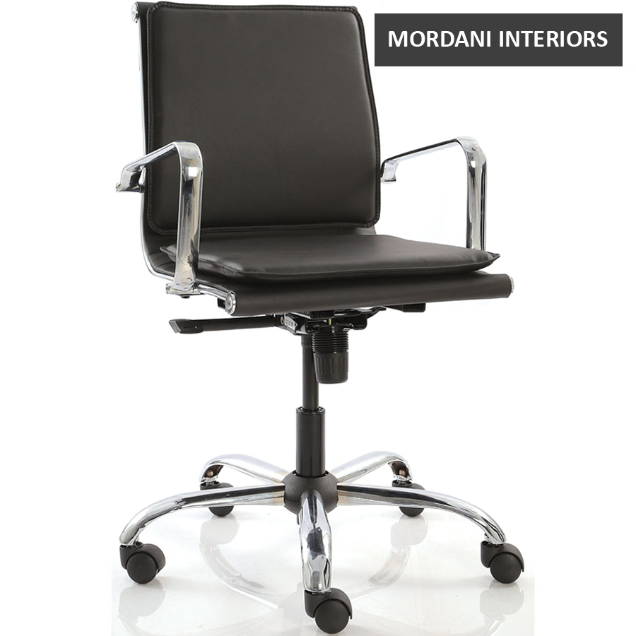 Eames Double Cushion Mid Back 100% Genuine Leather Chair Replica